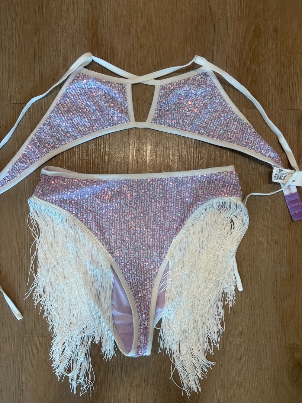 Lavender Sequin Fringe Bikini Set - Women